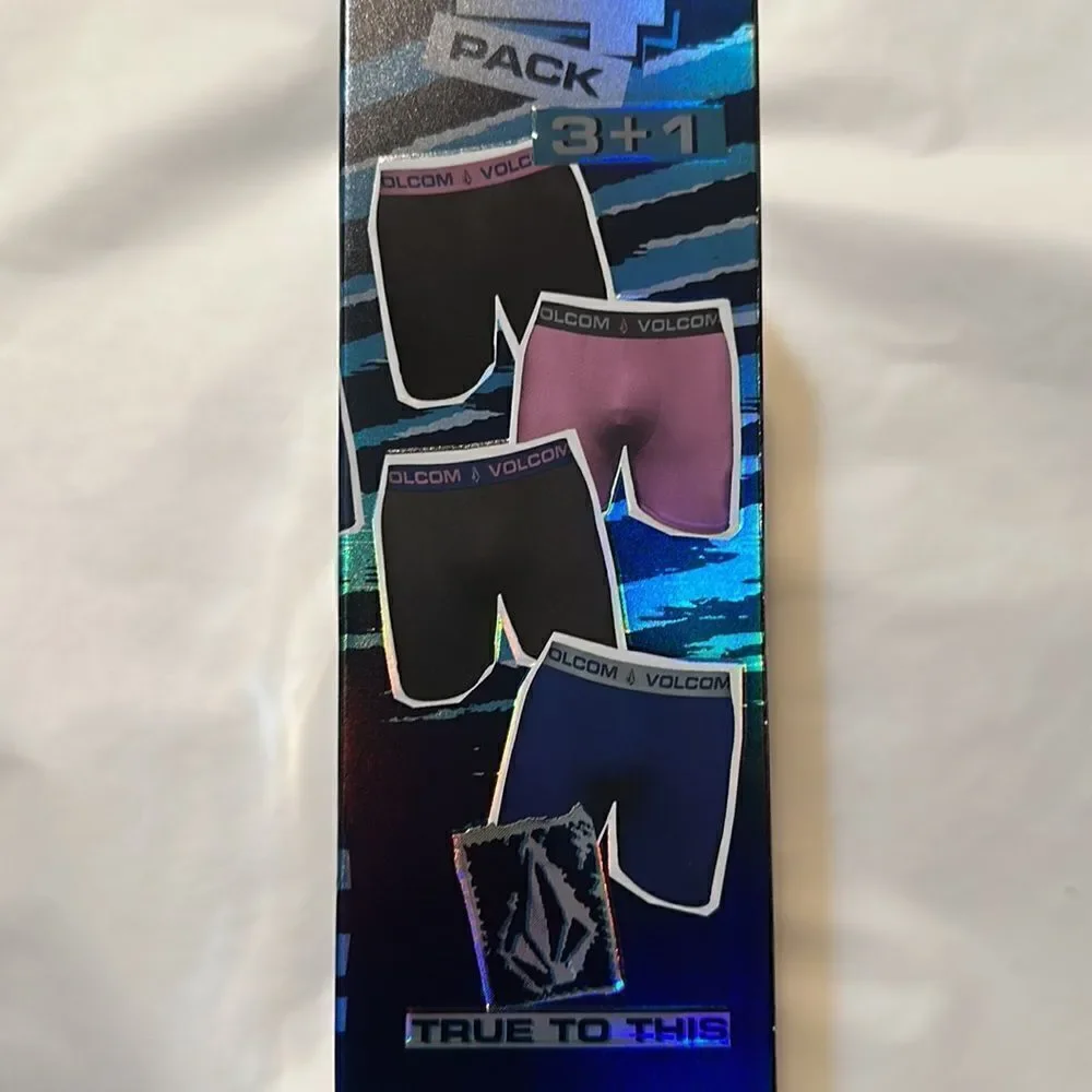 VOLCOM XL Pack of 4 True to This Performance Stretch Soft Boxer Briefs